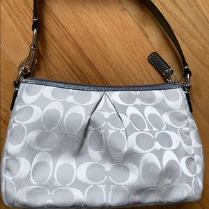 Coach-light grey signature purse